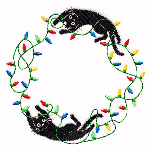 Christmas Lights Kitty Wreath