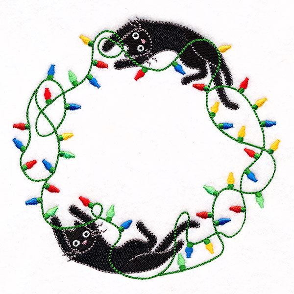Christmas Lights Kitty Wreath