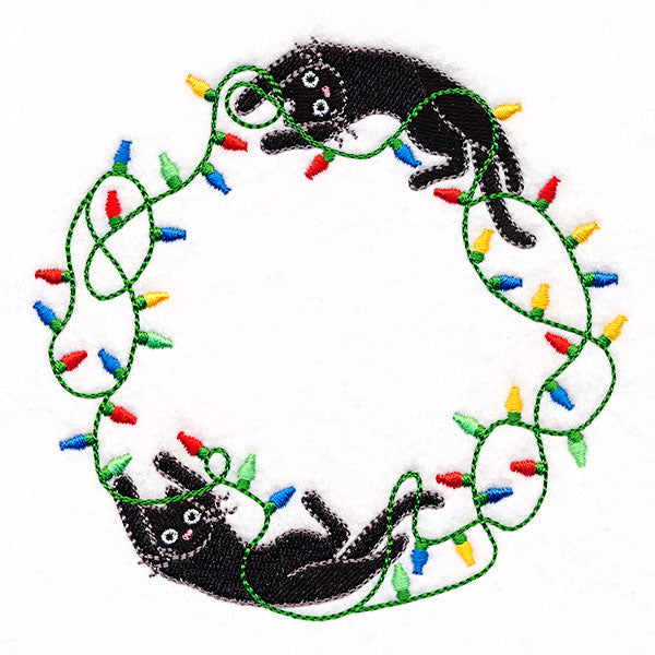 Christmas Lights Kitty Wreath