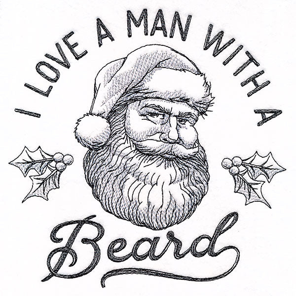 I Love a Man with a Beard Santa Etching