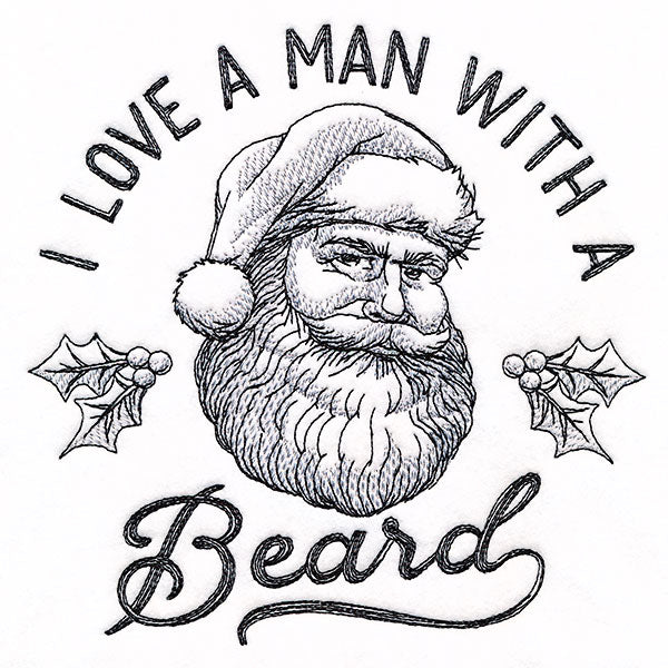 I Love a Man with a Beard Santa Etching