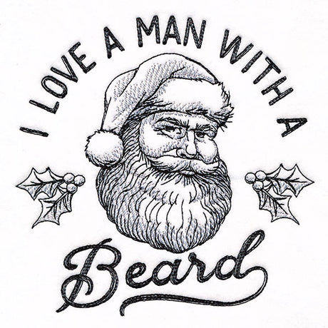I Love a Man with a Beard Santa Etching