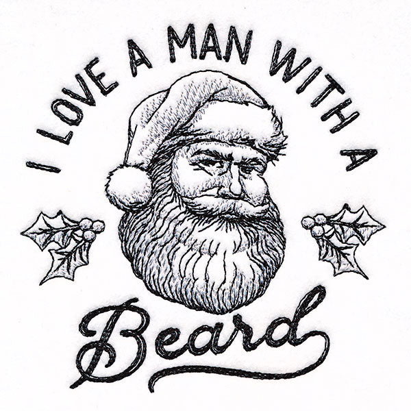 I Love a Man with a Beard Santa Etching