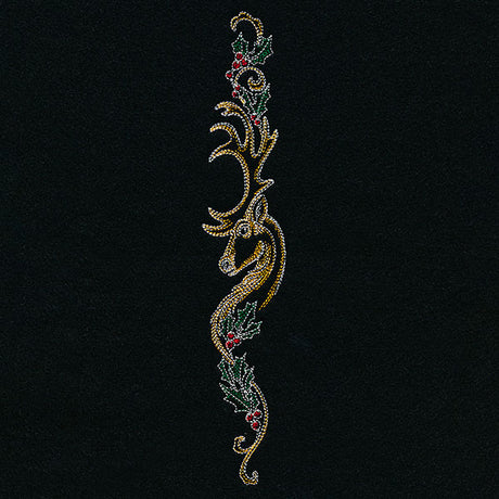 Art Nouveau Christmas Reindeer Vertical Border