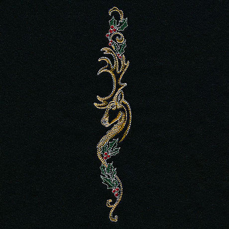 Art Nouveau Christmas Reindeer Vertical Border