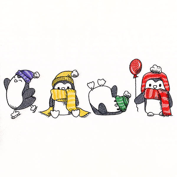 Penguins in Winter Border