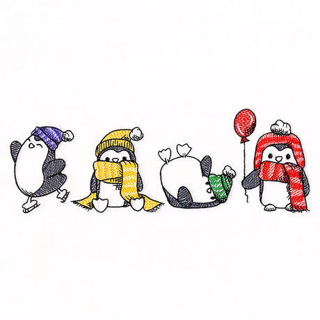 Penguins in Winter Border