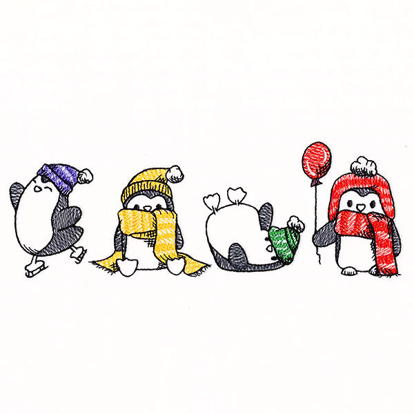 Penguins in Winter Border