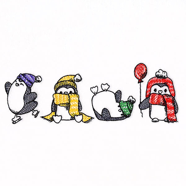 Penguins in Winter Border