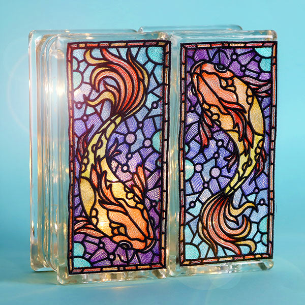 Stained Glass Koi Panel