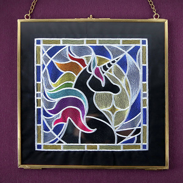 Stained Glass Unicorn Square