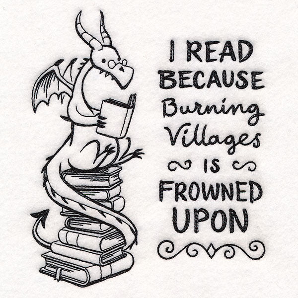 Reading Book Stack Dragon