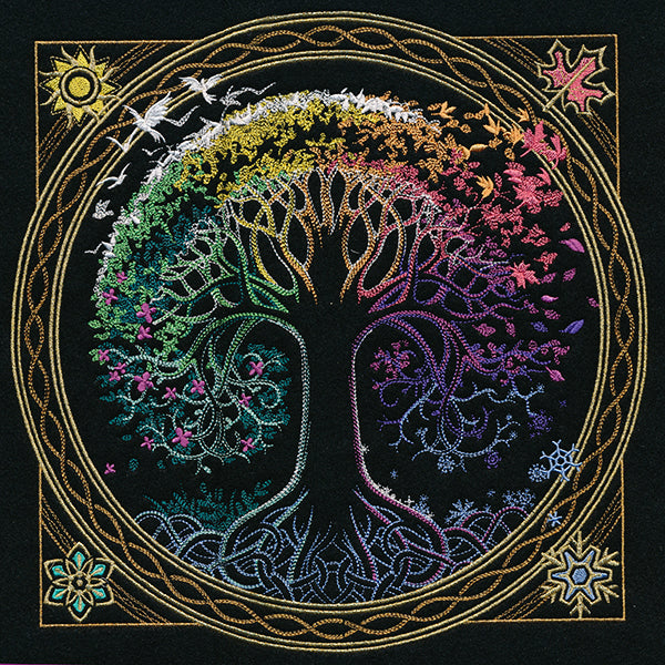 Four Seasons Kaleidoscope Tree Square