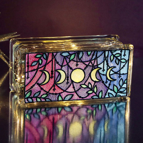 Bohemian Moon Phases Stained Glass