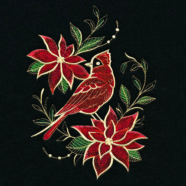Gilded Christmas Poinsettia Cardinal