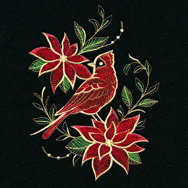 Gilded Christmas Poinsettia Cardinal