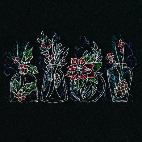 Christmas Botanicals Glass Jar Border