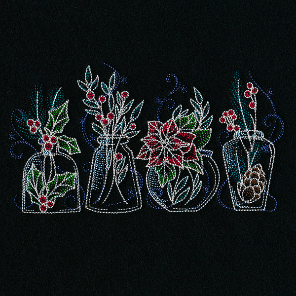 Christmas Botanicals Glass Jar Border
