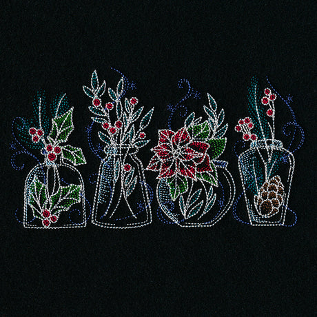 Christmas Botanicals Glass Jar Border