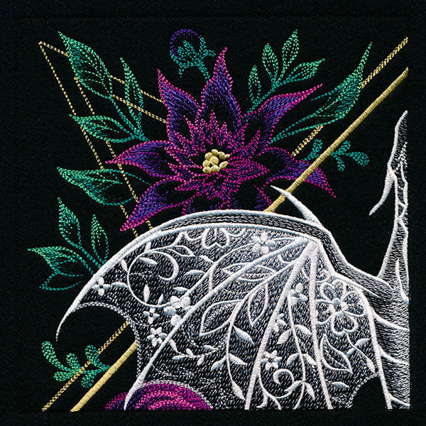 Dragon & Flowers Panel Scene - Top Left