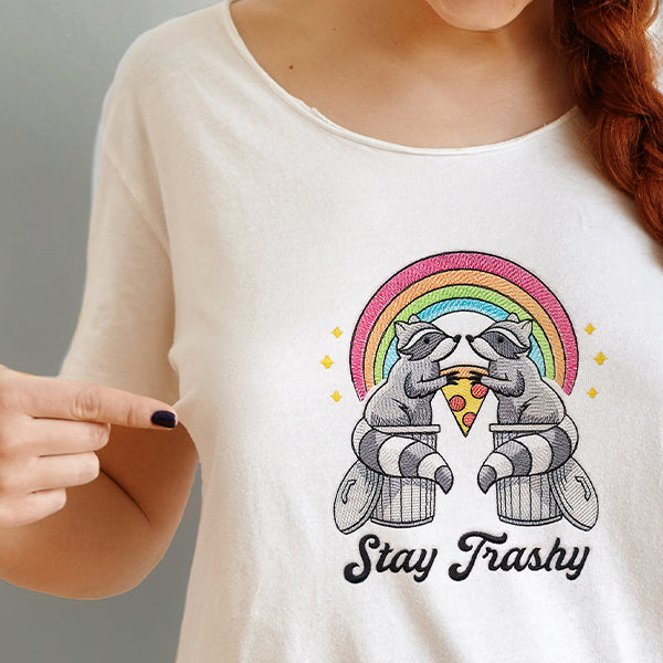 Stay Trashy Rainbow Raccoons