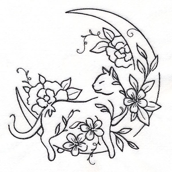 Floral Feline - Moon Lounging Kitty