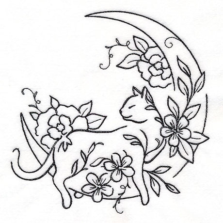 Floral Feline  - Moon Lounging Kitty