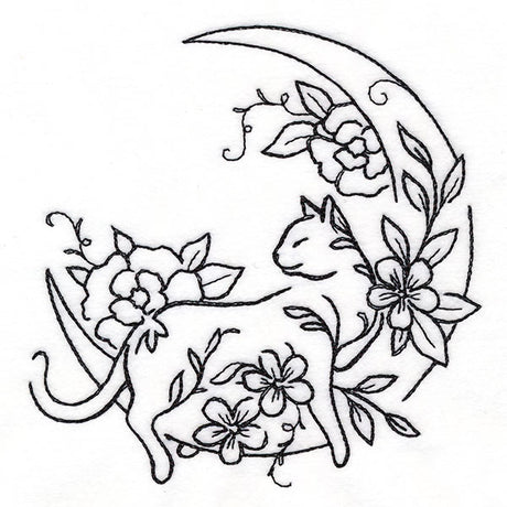 Floral Feline  - Moon Lounging Kitty