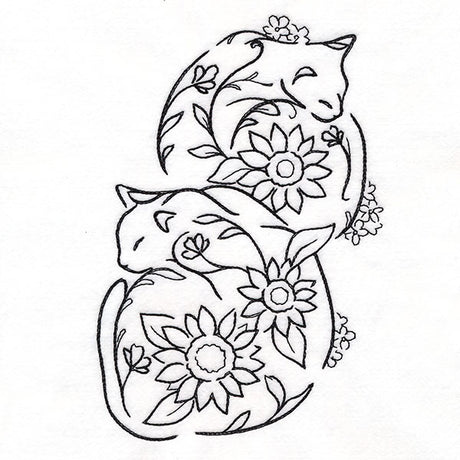 Floral Feline - Curled Up Kitties