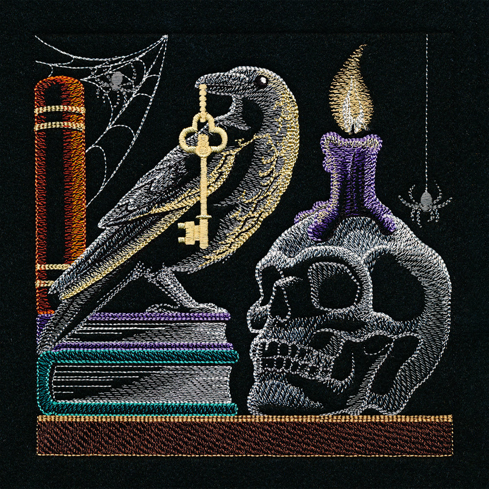 Build a Halloween Bookshelf Scene - Skull and Crow