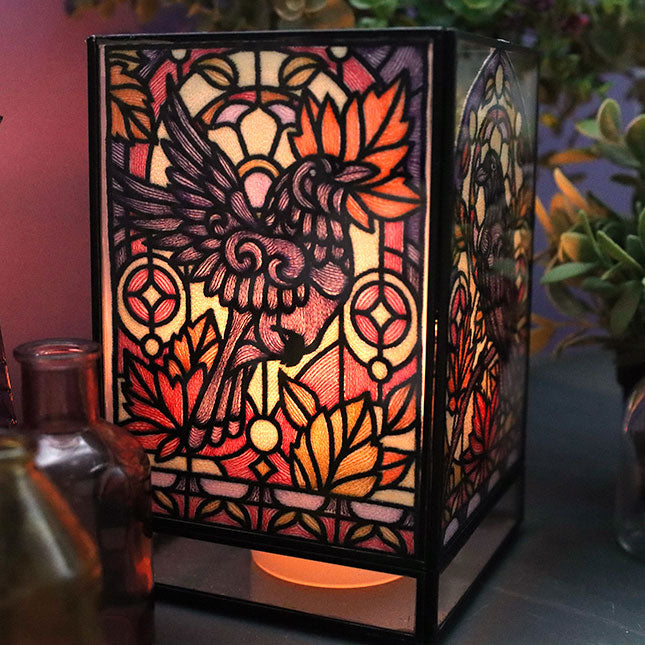 Stained Glass Fall Raven - In Flight