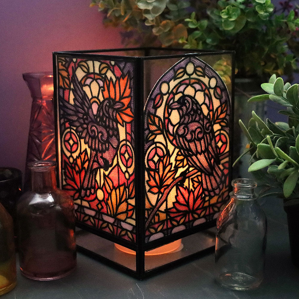 Stained Glass Fall Raven - In Flight