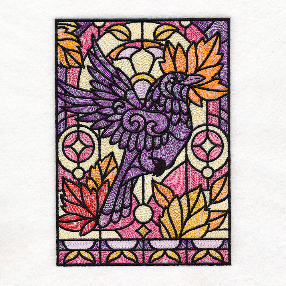 Stained Glass Fall Raven - In Flight