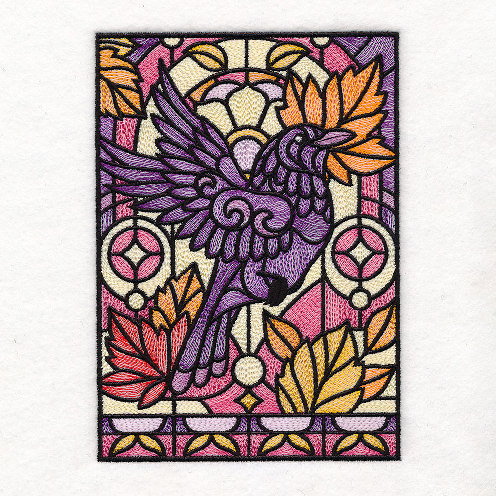 Stained Glass Fall Raven - In Flight