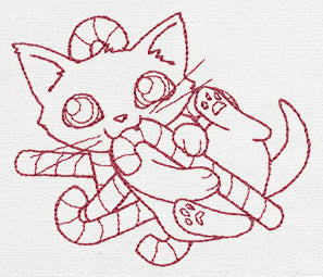 Feline Festive Outlines - Candy Cane Kitty