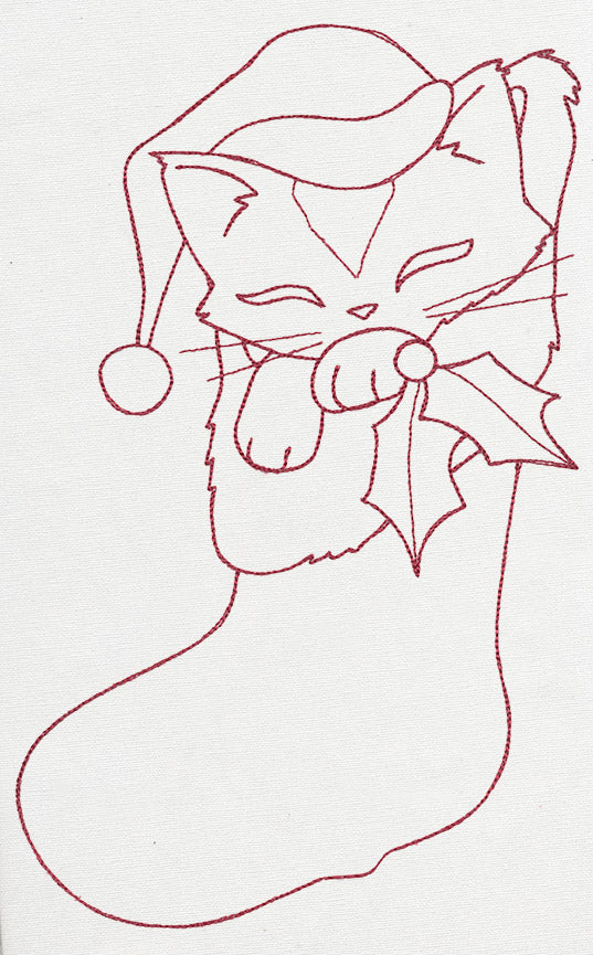 Feline Festive Outlines - Kitty Stocking