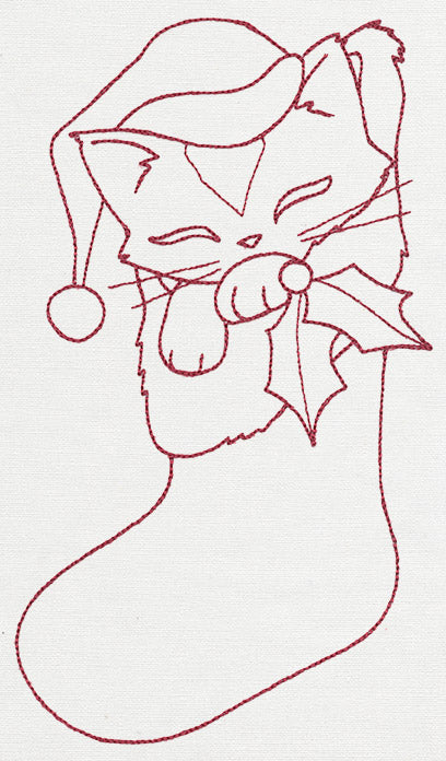 Feline Festive Outlines - Kitty Stocking