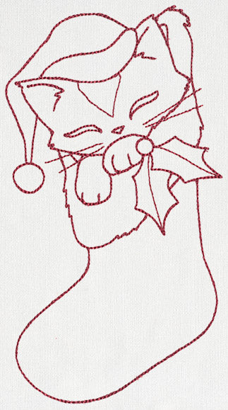 Feline Festive Outlines - Kitty Stocking
