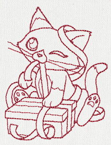 Feline Festive Outlines - Kitty Present