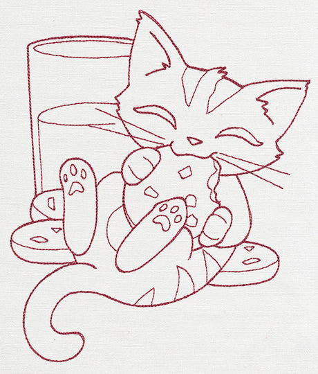 Feline Festive Outlines - Milk & Cookies Kitty