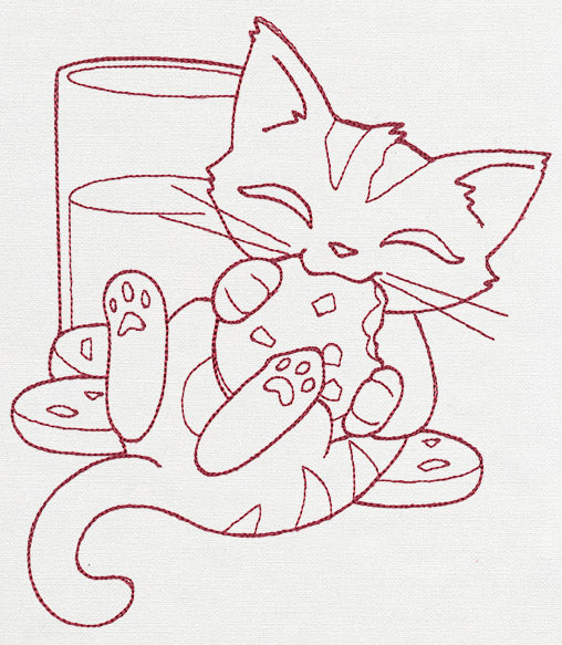 Feline Festive Outlines - Milk & Cookies Kitty