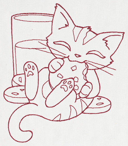 Feline Festive Outlines - Milk & Cookies Kitty
