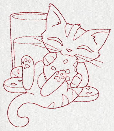 Feline Festive Outlines - Milk & Cookies Kitty