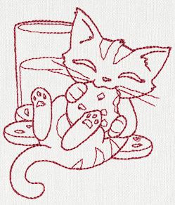 Feline Festive Outlines - Milk & Cookies Kitty