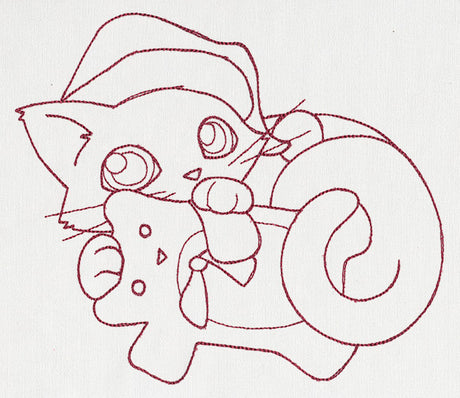 Feline Festive Outlines - Teddy Bear Kitty