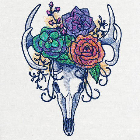 Kaleidoscope Blooms - Deer Skull