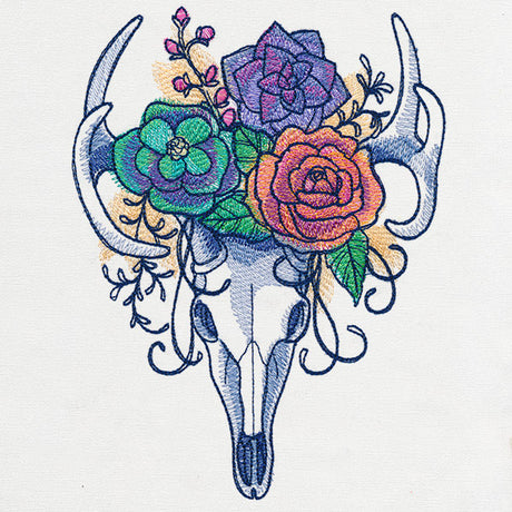 Kaleidoscope Blooms - Deer Skull