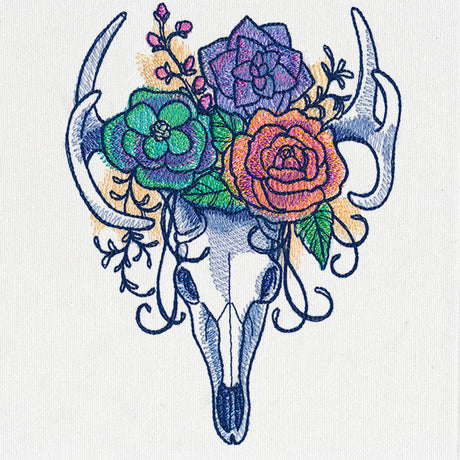Kaleidoscope Blooms - Deer Skull