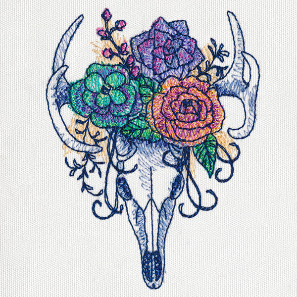 Kaleidoscope Blooms - Deer Skull