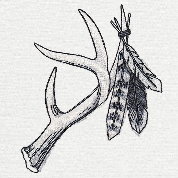 Ink & Wash - Antler and Feathers